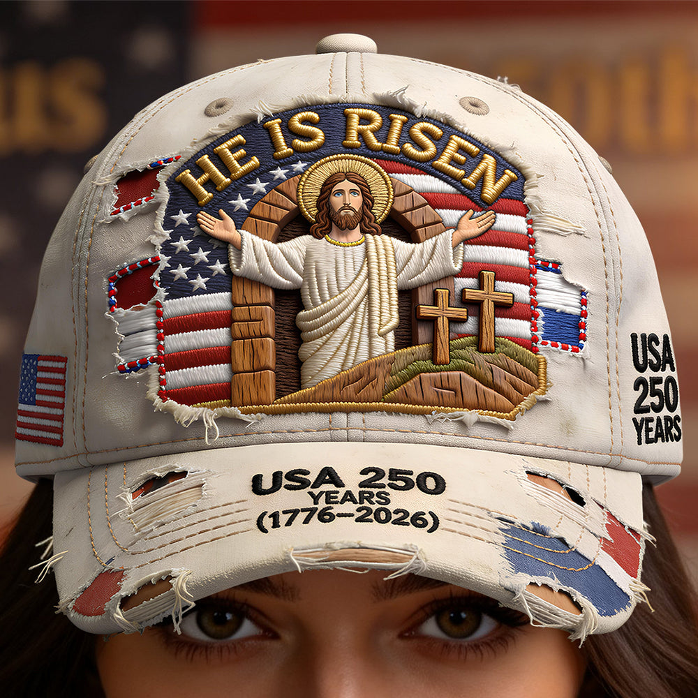 He Is Risen - Celebrate America's 250th Anniversary with Personalized Classic Cap - Meaningful Gift for Christians Caps PopCulturePrints