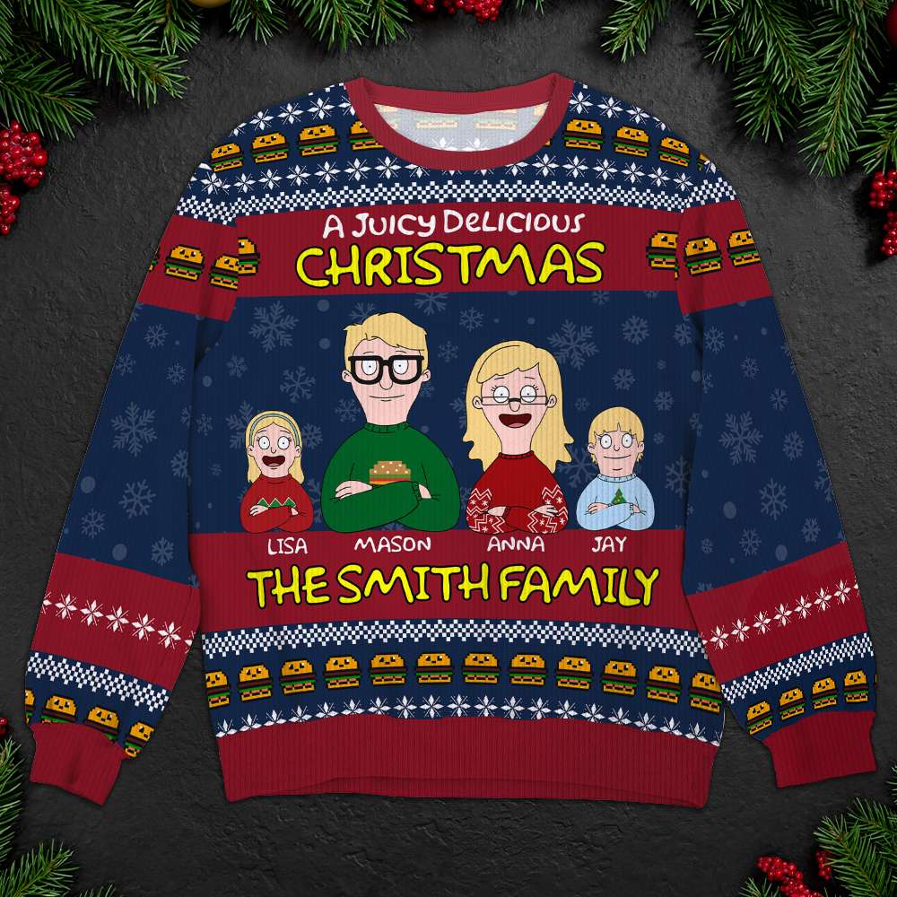 Personalized Family Movie Lover Christmas Sweatshirt Ugly Christmas Sweater PopCulturePrints