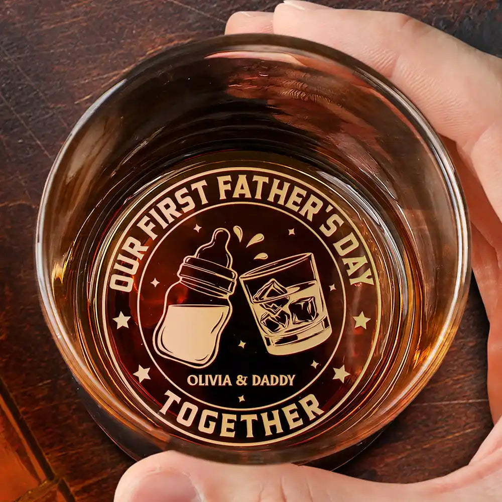Our First Father's Day Together - Personalized Engraved Whiskey Glass for Dads Whiskey Glass PopCulturePrints