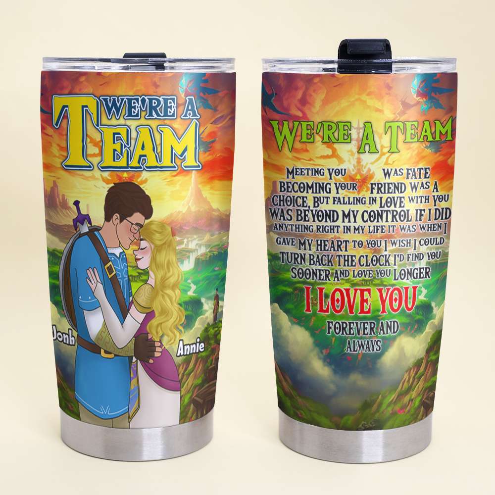 Personalized 'We're A Team' Couples Tumbler | Valentine's Day Gifts & Special Gift Ideas Tumbler Cup PopCulturePrints