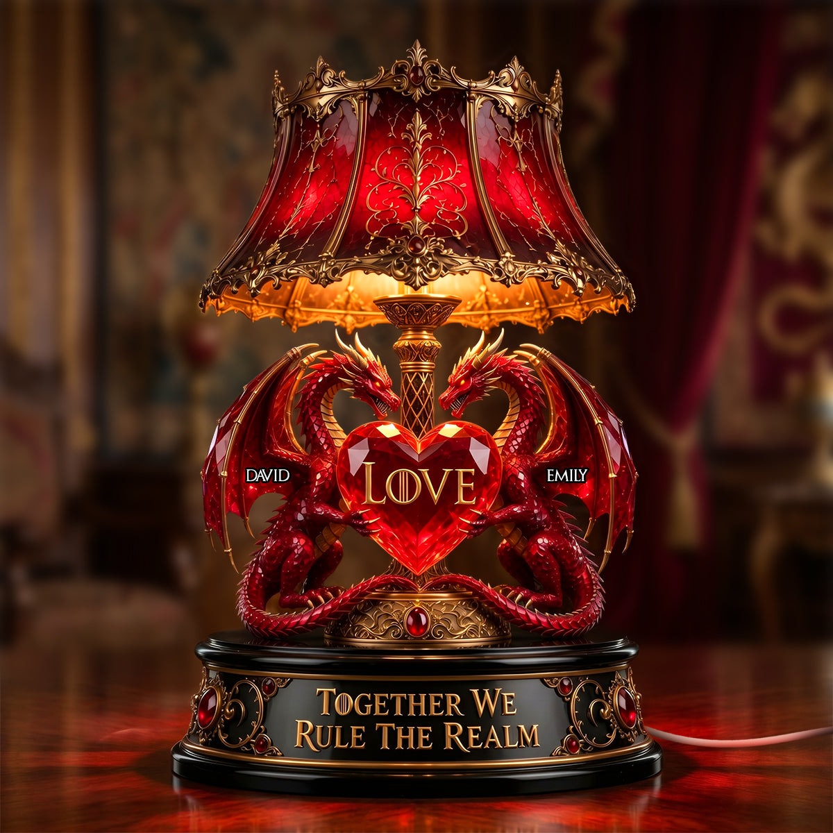 Together We Rule the Realm - Dragon Couple Acrylic Light Box - Personalized Gift for Couples Light Box PopCulturePrints