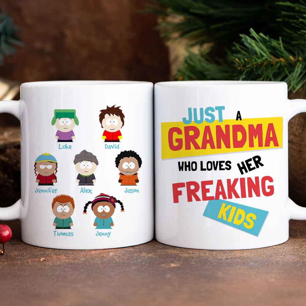 Personalized Christmas Mug for Grandma - Cartoon Kids Design Coffee Mug PopCulturePrints