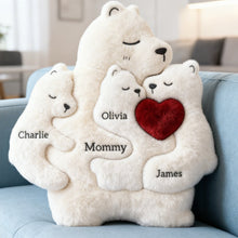 Load image into Gallery viewer, “Hugs of Love” – Nurturing Bear Mom Custom Shape Pillow - Personalized Gift for Mom, Grandma &amp; Loved Ones Pillow PopCulturePrints

