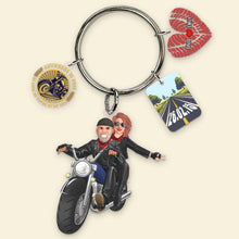 Load image into Gallery viewer, Custom Biker Couple Keychain - Perfect Personalized Gift Keychains PopCulturePrints
