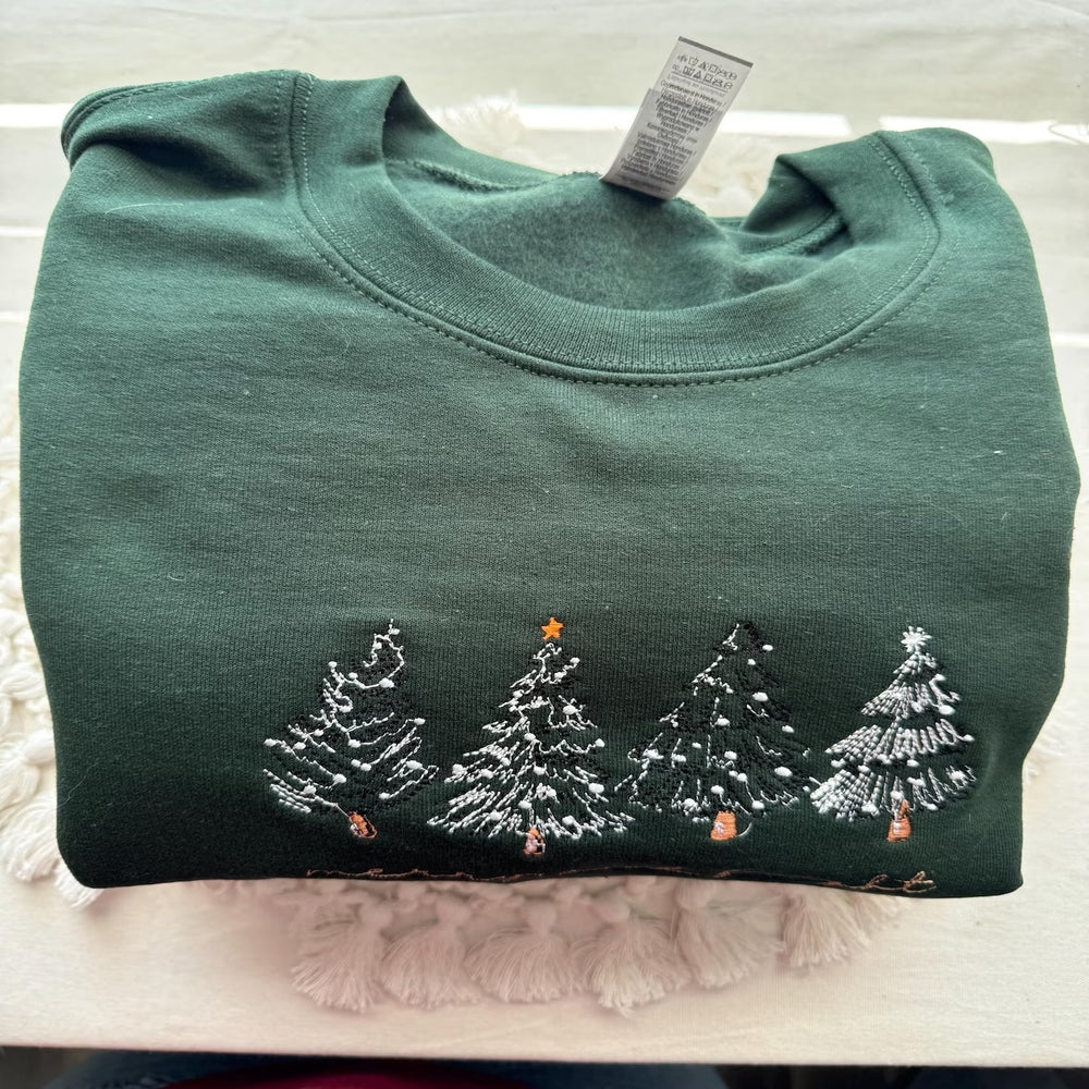 Festive Christmas Tree Embroidered Shirt - Merry and Bright