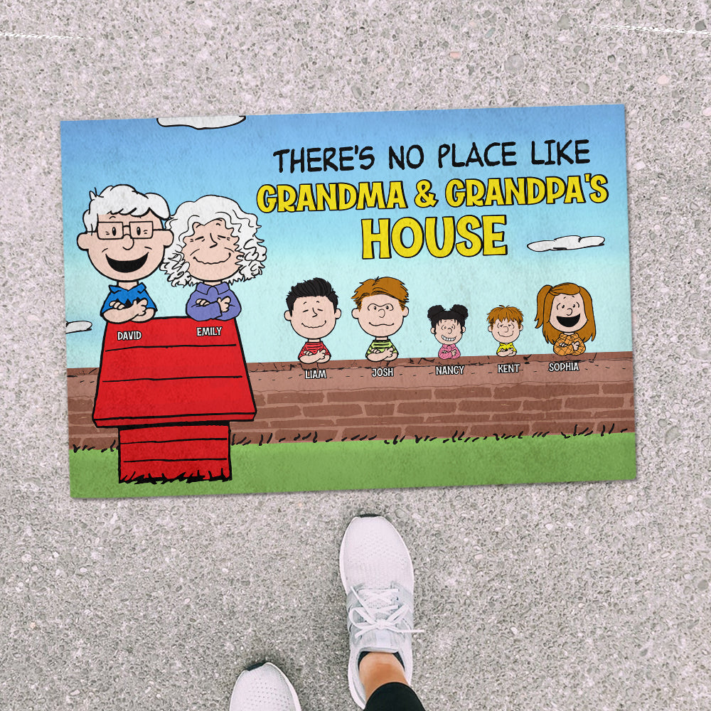 Personalized Grandparent Doormat - Custom Cartoon Family Design