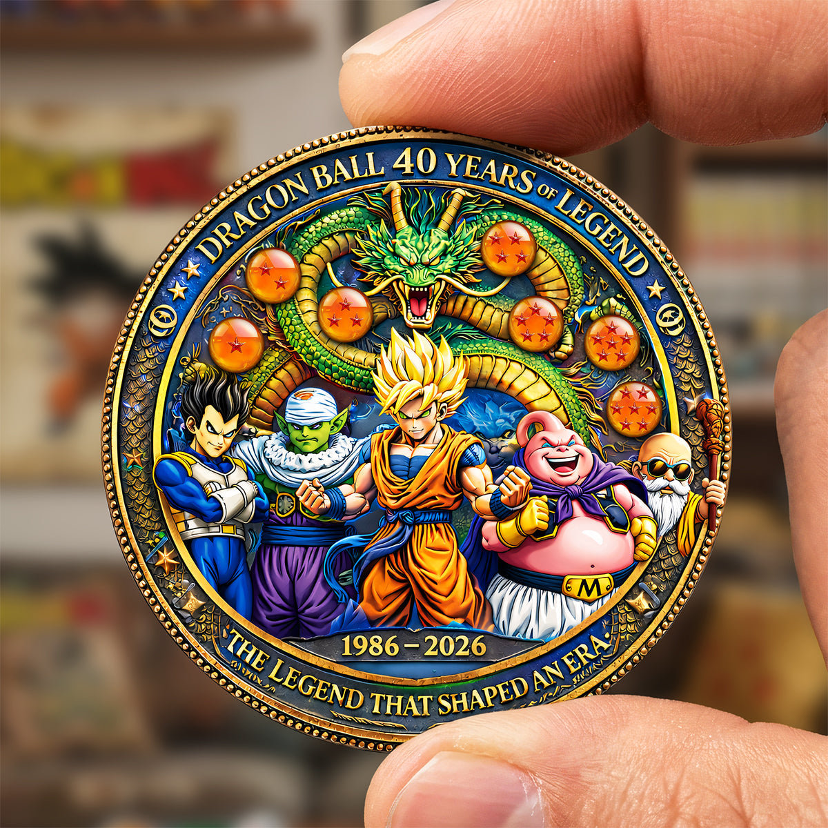 Celebrate 40 Years of Dragon Ball with a Personalized Tribute Metal Coin - Unique Gift for Fans Coin PopCulturePrints
