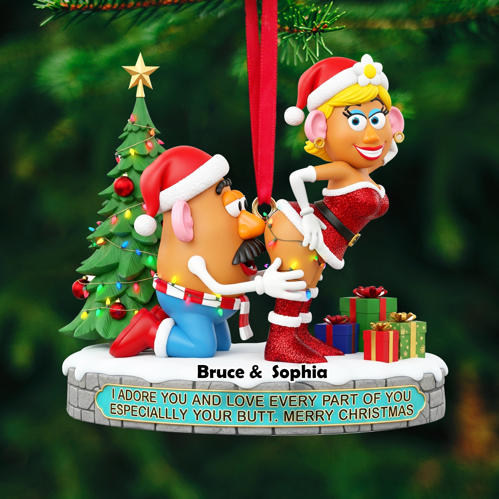 I Adore You - Playful Animated Ornament - Personalized Gift for Couples Ornament PopCulturePrints