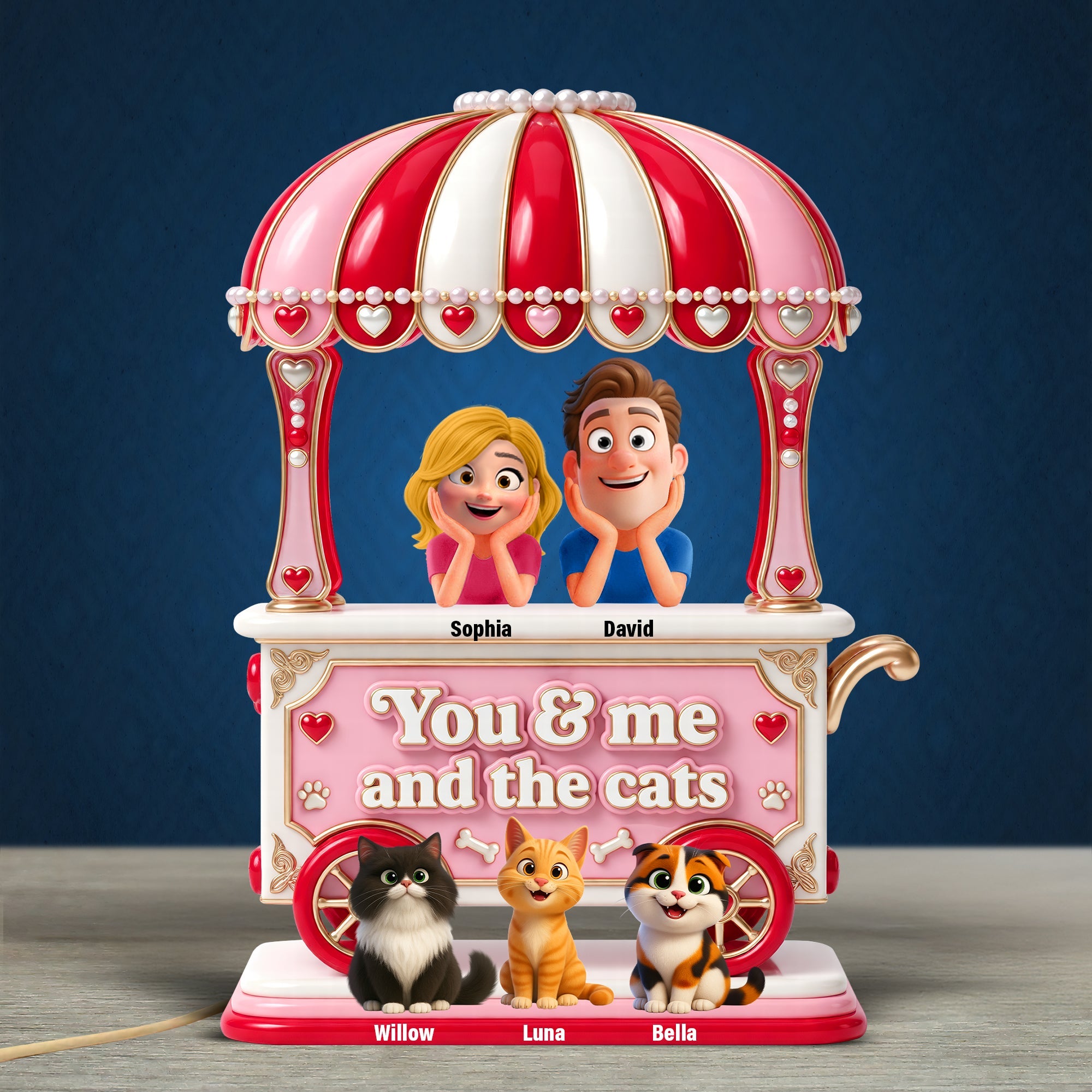 You & Me and the Cats Light Box - Personalized Gifts for Couples