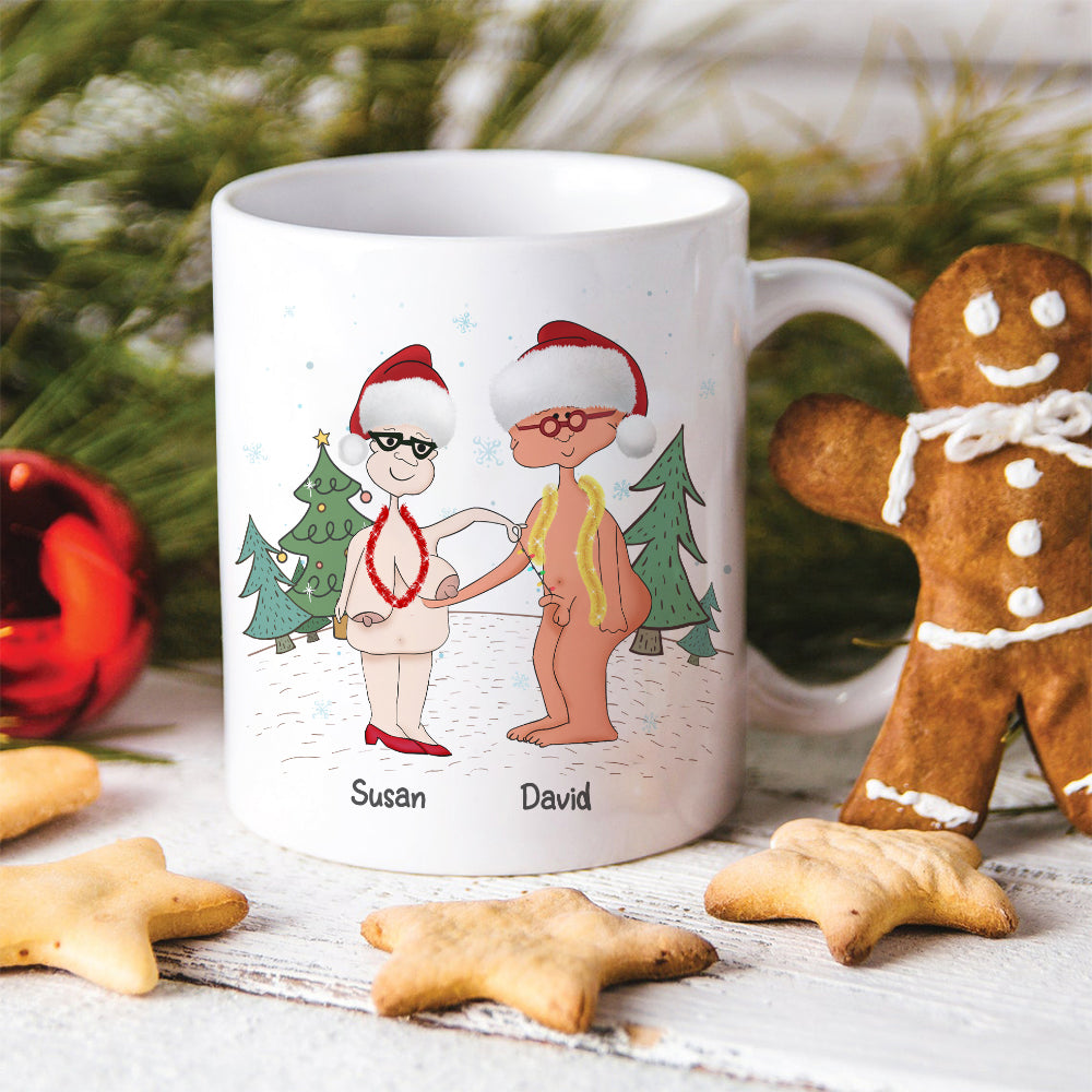 Personalized Funny Santa Couple Mug - Naughty Christmas Gift