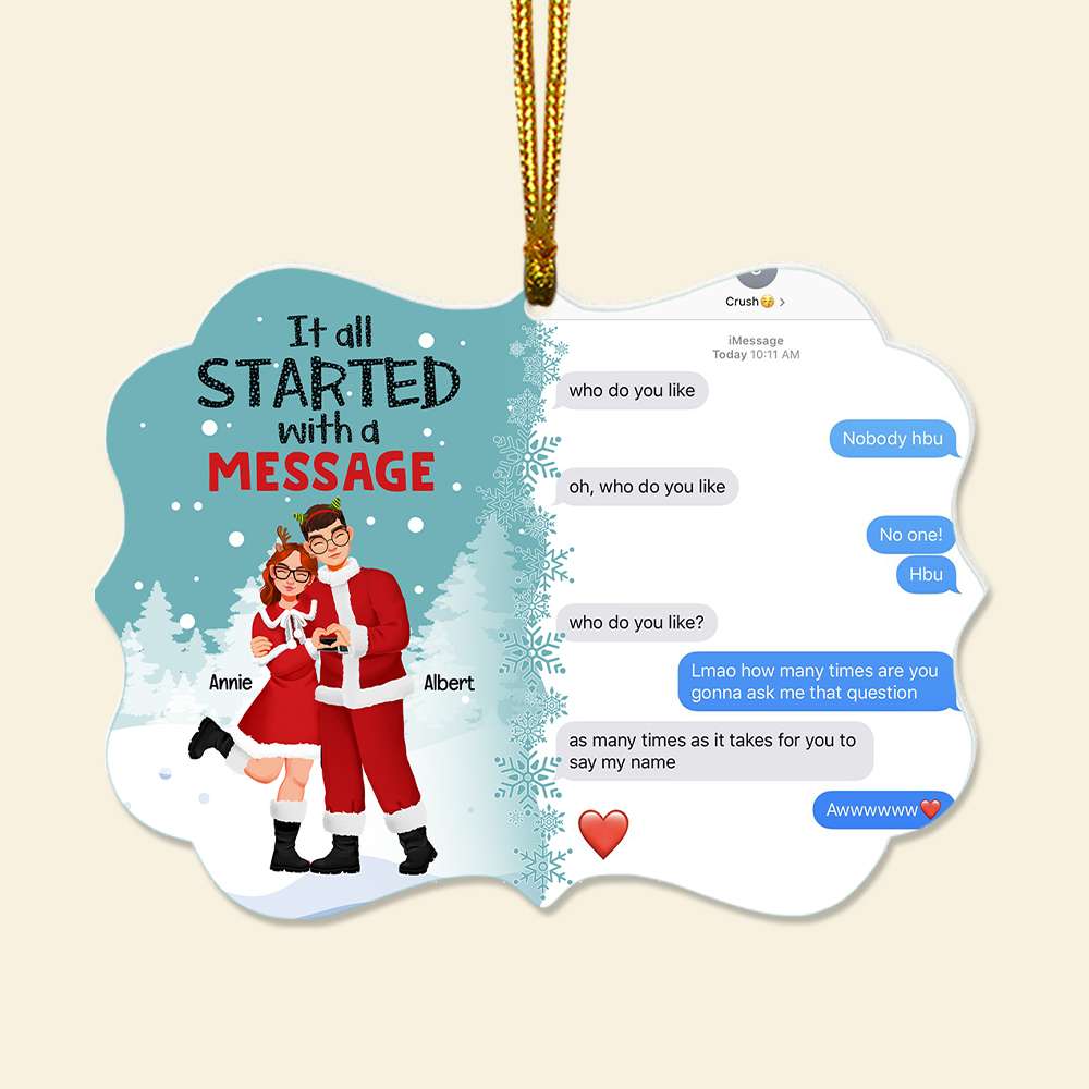 Personalized Couple Christmas Ornament - Love Message Gift & Valentine's Day Gifts Ornament PopCulturePrints