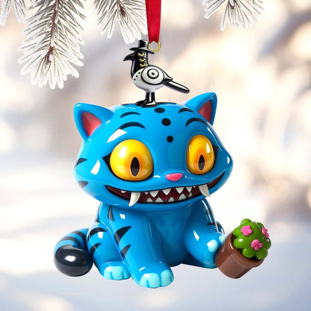 Embrace the Whimsy: Blue Mischief Cat Acrylic Ornament - Personalized Christmas Gift for Cat Lovers and Friends Ornament PopCulturePrints