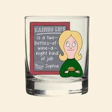 Load image into Gallery viewer, Raising Kids is a Two-Bottles-of-Wine-a-Night Kind of Job - Personalized Whiskey Glass - Perfect Gift for Mom, Grandma, and More Whiskey Glass PopCulturePrints
