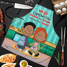 Load image into Gallery viewer, Personalized Couple Aprons - Sweet and Messy Cooking Together Aprons PopCulturePrints
