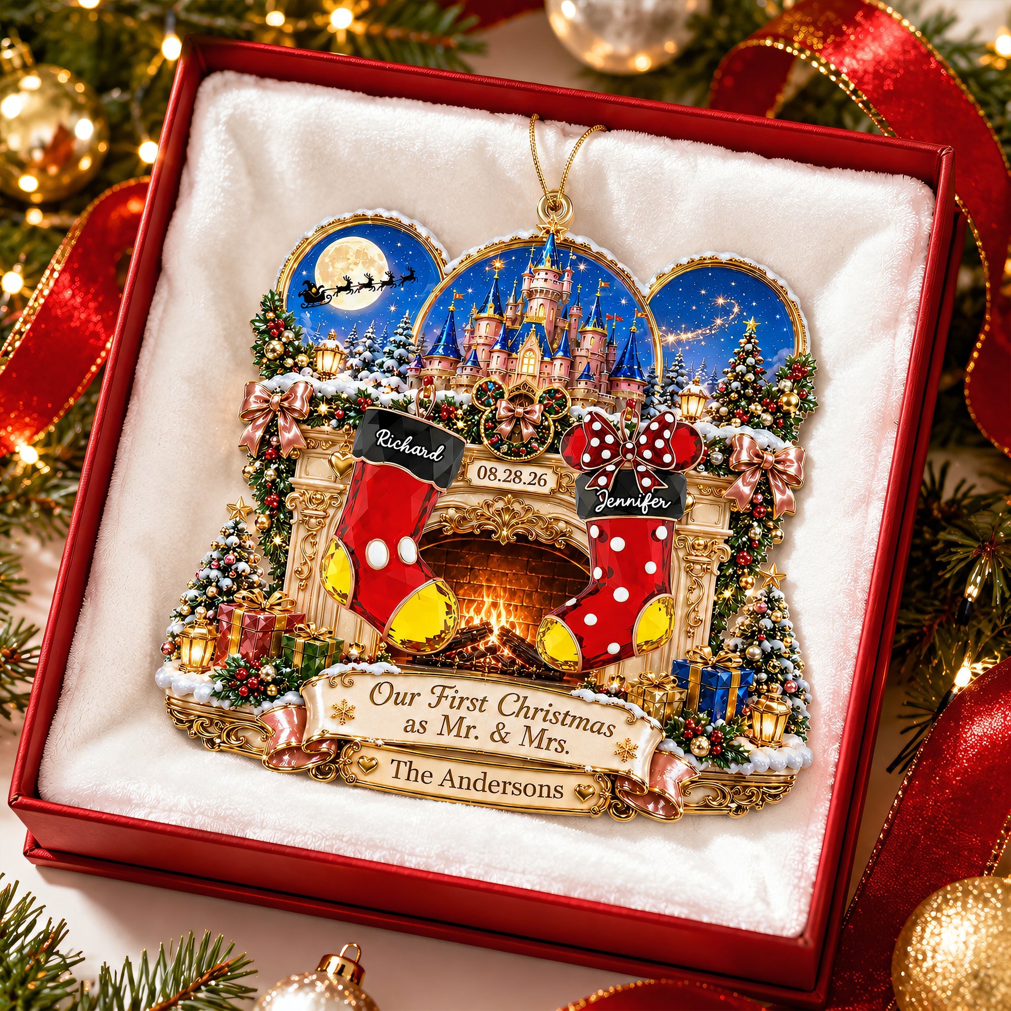 Celebrate Your Love: Our First Christmas as Mr. & Mrs. - Personalized Newly Married Couple Ornament