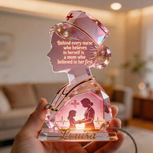 Load image into Gallery viewer, "Behind Every Nurse Is A Mom Who Believed In Her First" - Personalized Nurse Mom Acrylic Light Box, Gift for Mom &amp; Grandma Light Box PopCulturePrints
