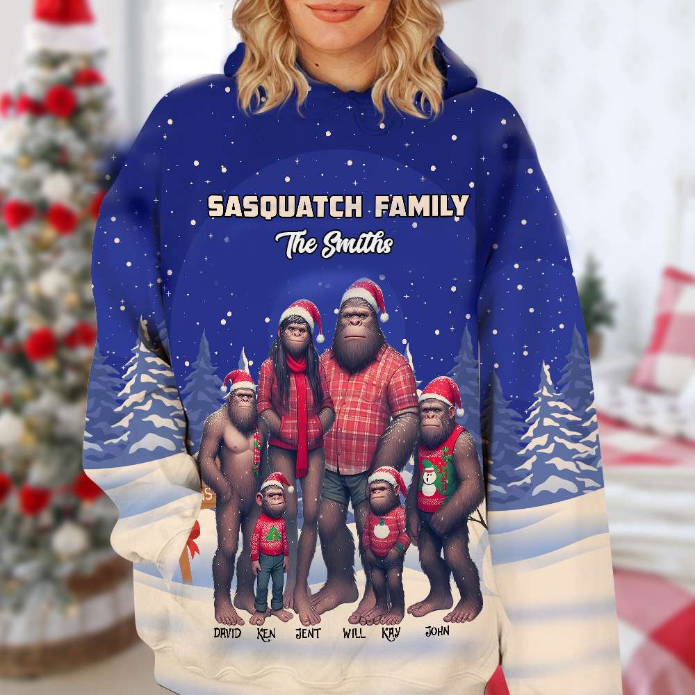 Personalized Sasquatch Family Christmas Hoodie