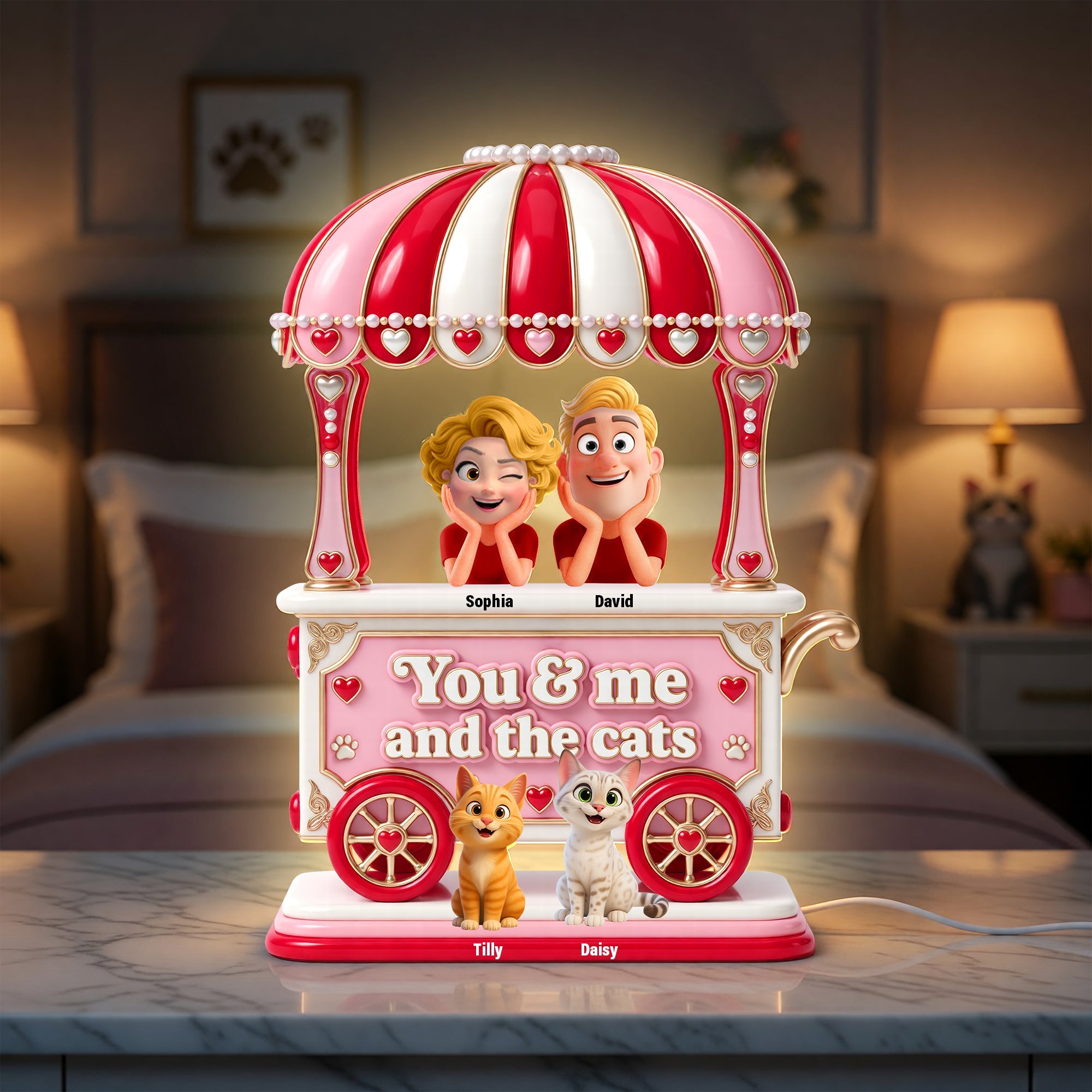 You & Me and the Cats Light Box - Personalized Gifts for Couples