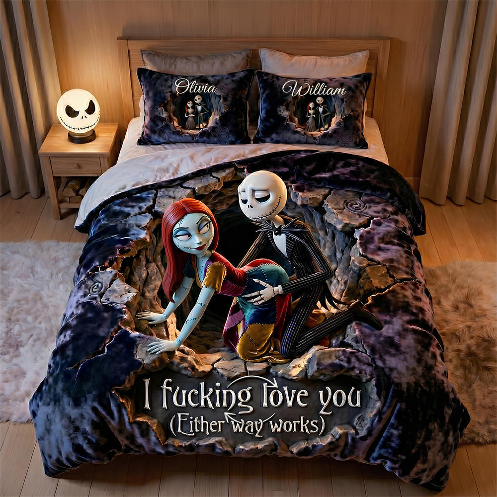 Spooky Love: I Love You Either Way - Personalized Quilt Bedding Set Bedding Set PopCulturePrints