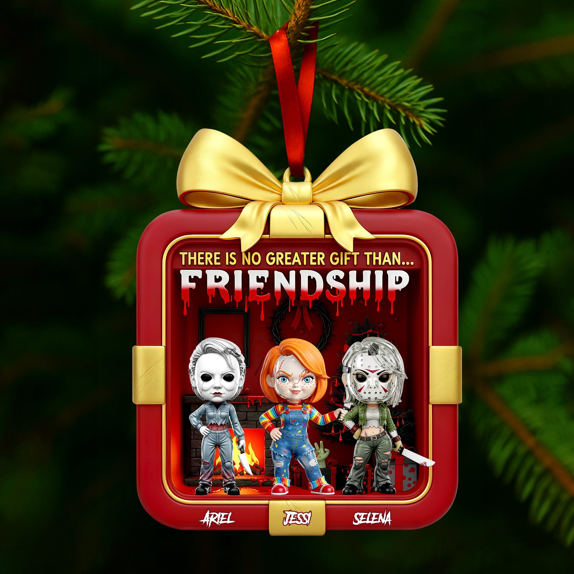 There Is No Greater Gift Than Friendship - Horror Christmas Ornament - Personalized Gift for Friends Ornament PopCulturePrints