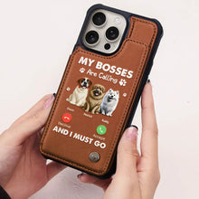 Load image into Gallery viewer, My Bosses Are Calling And I Must Go - Personalized Leather Flip Wallet Phone Case | Unique Gift for Dog Lovers Leather Flip Wallet Phone Case PopCulturePrints
