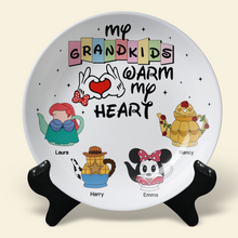 Load image into Gallery viewer, My Grandkids Warm My Heart - Personalized Ceramic Round Plate Ceramic Round Plate PopCulturePrints
