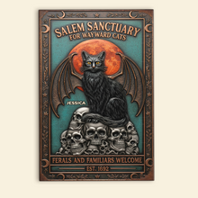 Load image into Gallery viewer, Witch Sanctuary – Personalize Your Own Salem Metal Sign for Cat Lovers Metal Signs PopCulturePrints
