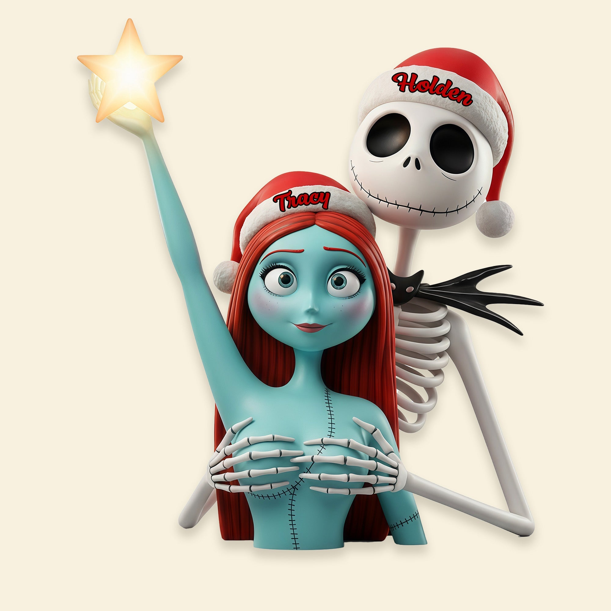 Love & Fun: Naughty Couple Acrylic Christmas Tree Topper - Personalized Gift for Couples Ornament PopCulturePrints