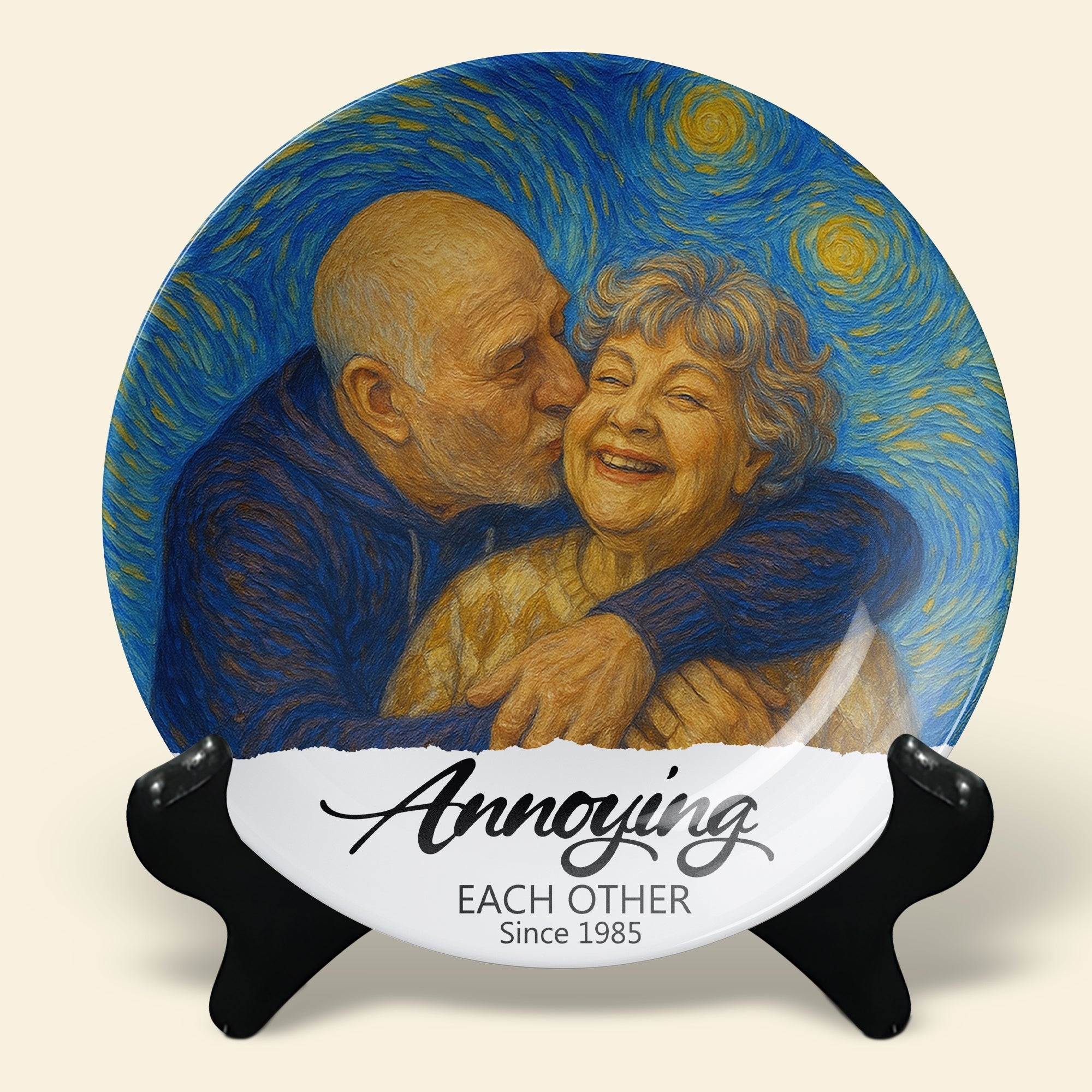 Annoying Each Other Since 1985 - Customizable Round Plate Gift for Couples Ceramic Round Plate PopCulturePrints
