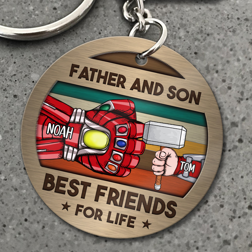 Personalized Father and Son Best Friends Keychain Keychains PopCulturePrints