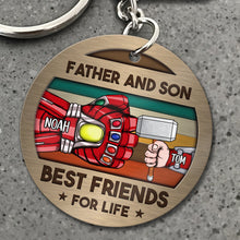 Load image into Gallery viewer, Personalized Father and Son Best Friends Keychain Keychains PopCulturePrints

