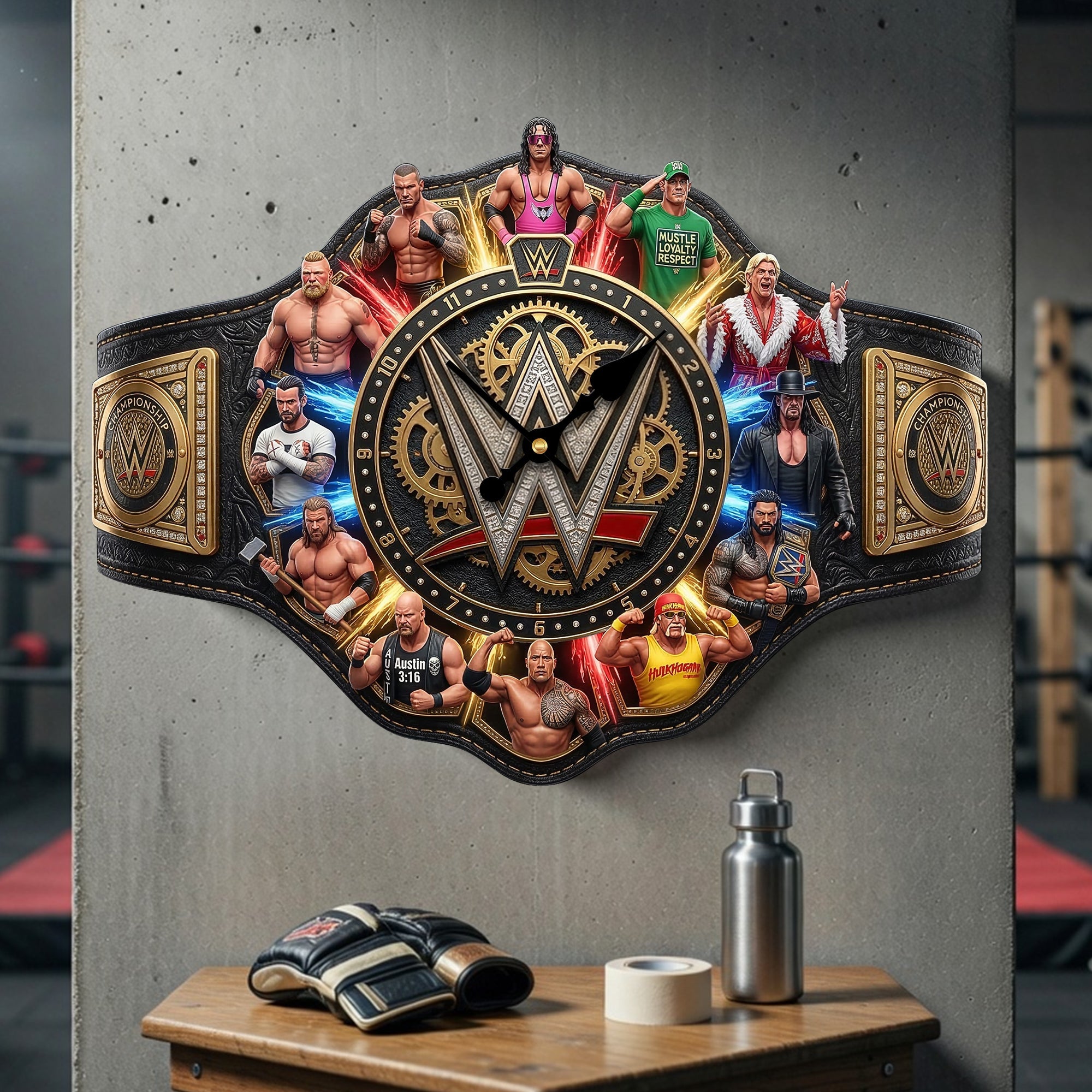 Keep Time with Power: Arena Fighter Champions Personalized Wall Clock - Unique Gift for WWE Fans and Collectors Hanging Wall Clock PopCulturePrints