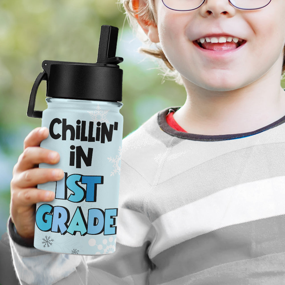 Personalized 1st Grade Tumbler - Chillin' Snowman Design Kid Tumbler PopCulturePrints