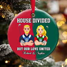 Load image into Gallery viewer, Custom Golf Lovers Couples Valentine&#39;s Day Gifts - House Divided, Love United Ornament PopCulturePrints

