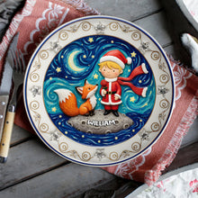Load image into Gallery viewer, Cute Boy Ceramic Round Plate - Personalized Christmas Gift for Kids Ceramic Round Plate PopCulturePrints

