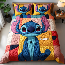 Load image into Gallery viewer, Personalized Stitch Quilt Bedding Set for Kids - Fun Cartoon Design Blanket PopCulturePrints
