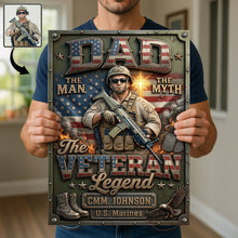 Load image into Gallery viewer, “The Veteran Legend: A Tribute to My Hero” - Patriotic Veteran Dad Metal Sign - Personalized Custom Photo Gifts for Dads and Grandpas Metal Signs PopCulturePrints
