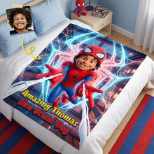 Load image into Gallery viewer, Amazing Spider Hero Blanket - Personalized Custom Photo Gifts for Kids
