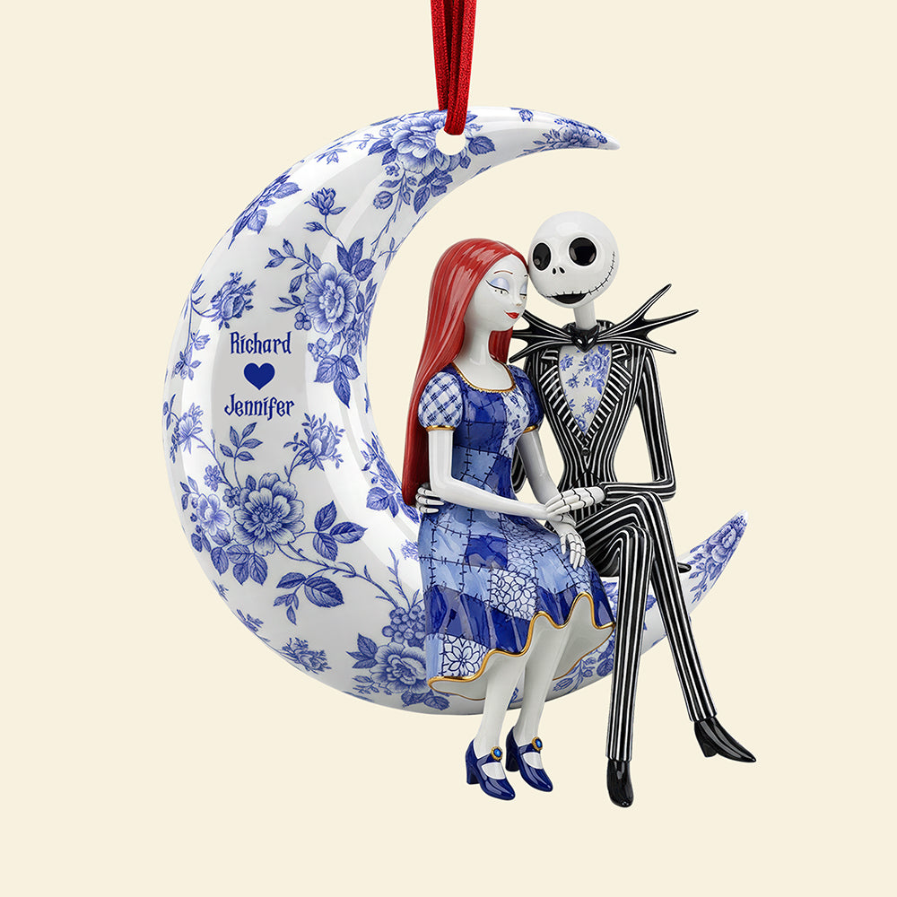 “Love You to the Moon and Back” – Personalized Romantic Moon Couple Ornament - Unique Custom Gifts for Couples, Friends, and Family Ornament PopCulturePrints
