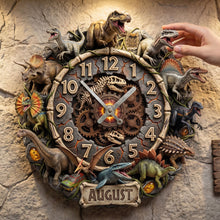 Load image into Gallery viewer, Time to Roar: Personalized Dinosaur Acrylic Hanging Wall Clock - Gift for Dinosaur Lovers Hanging Wall Clock PopCulturePrints
