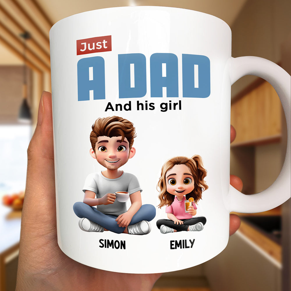 Just A Dad And His Girl 3D Cartoon - Personalized Mug Mug PopCulturePrints