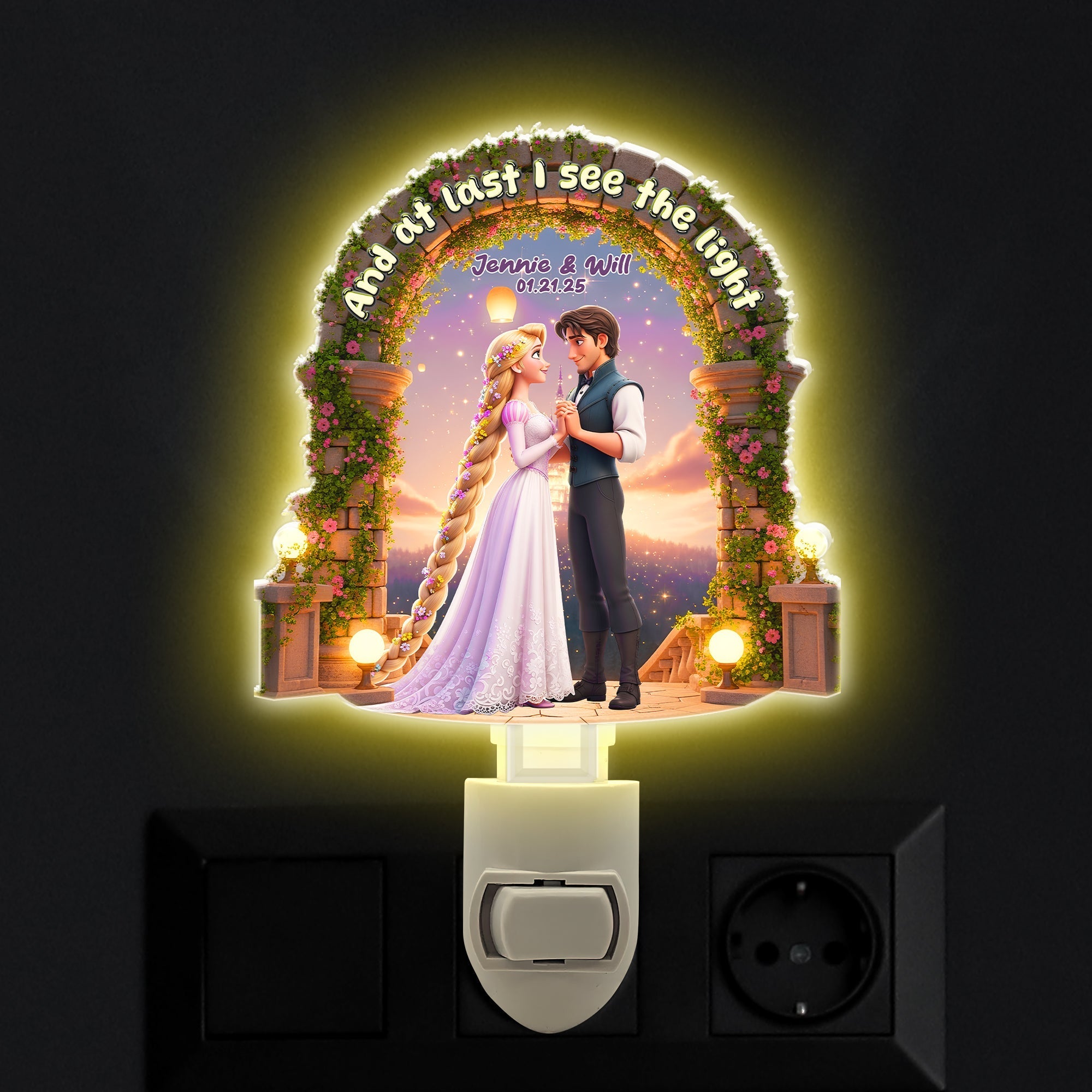 And at last I see the light - Fairy Tale Love Acrylic Night Light, Personalized Gift for Couples Night Light PopCulturePrints
