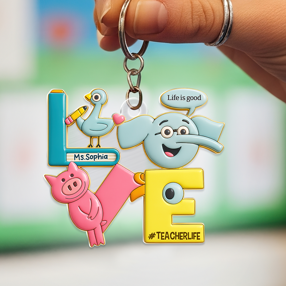 Love Teacher Keychain - Personalized Gift for Educators Keychains PopCulturePrints