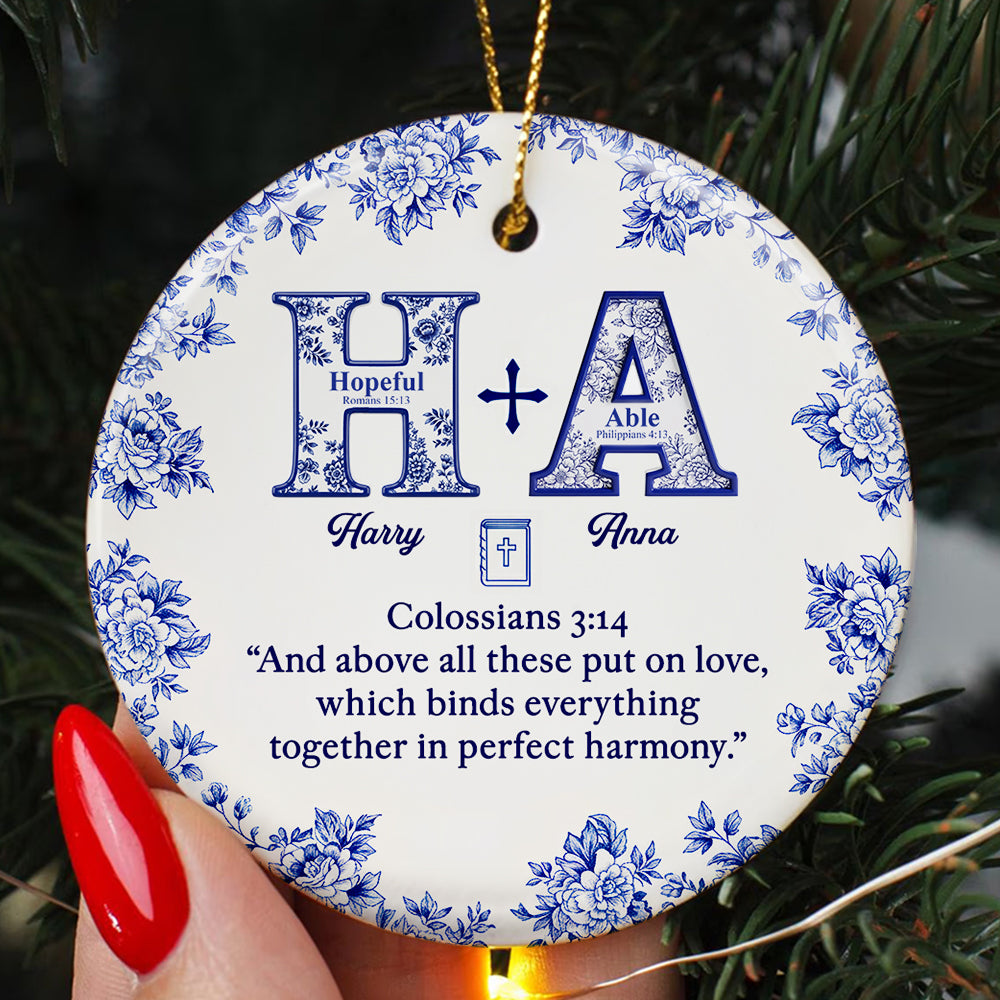 “And above all these put on love” - Personalized Christmas Ornament for Couples Ornament PopCulturePrints