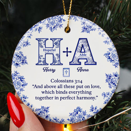 “And above all these put on love” - Personalized Christmas Ornament for Couples Ornament PopCulturePrints