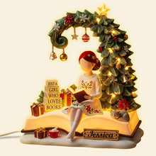 Load image into Gallery viewer, Just a Girl Who Loves Books - Book Girl Custom Shape Acrylic Christmas Light Box | Personalized Gifts for Book Lovers Light Box PopCulturePrints
