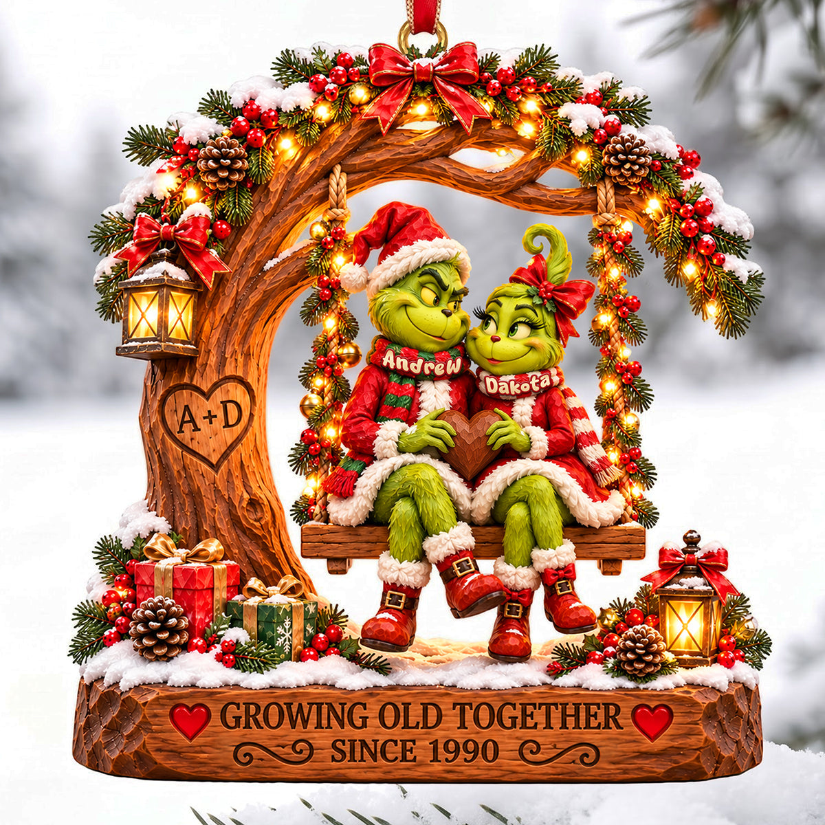 Growing Old Together - Personalized Christmas Ornament for Couples Ornament PopCulturePrints