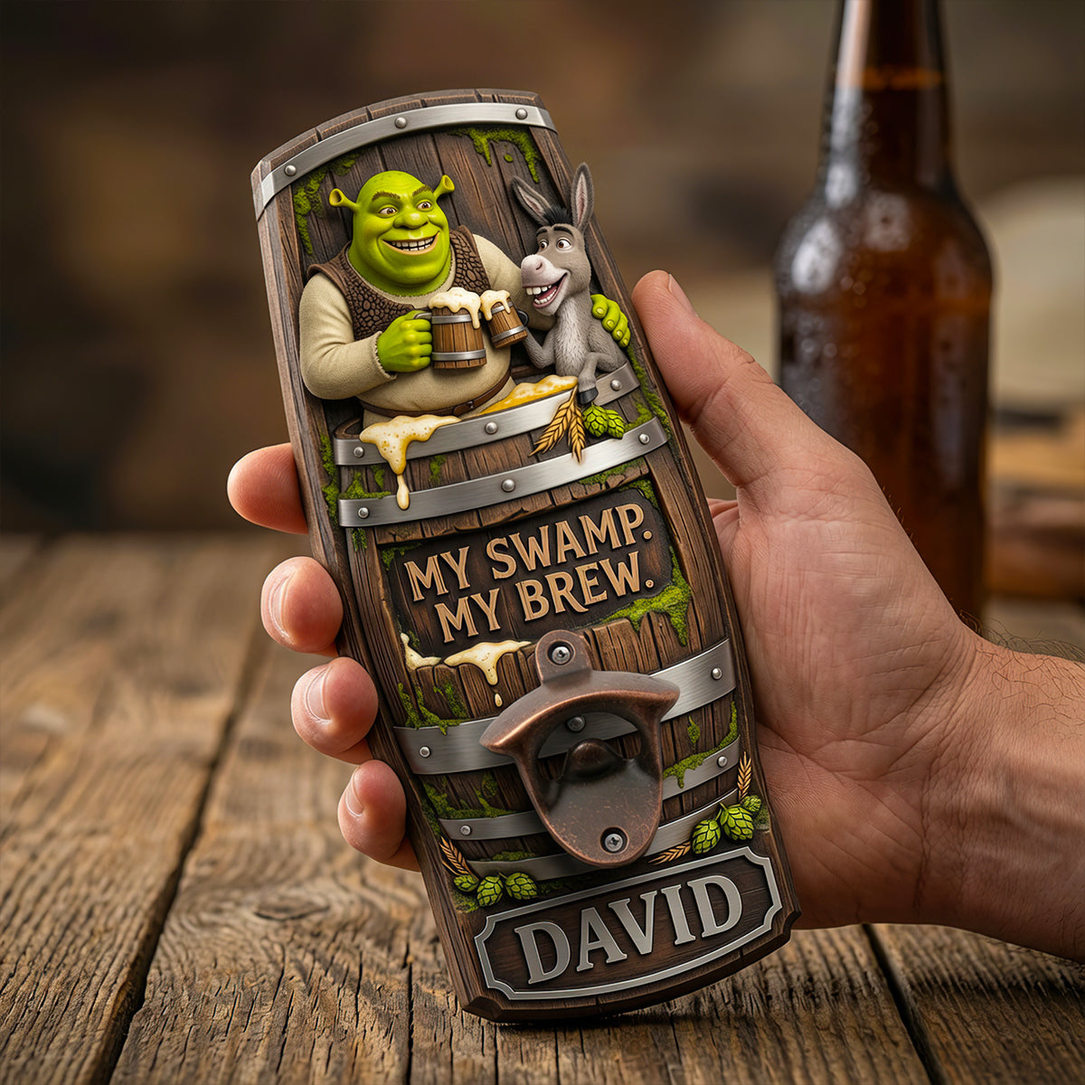 Unlock Your Brew: Personalized Woodland Ogre Wall Hanging Bottle Opener