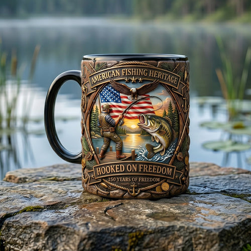 Hooked On Freedom - A Personalized Accent Mug for Fishermen Who Cherish Adventure Coffee Mug PopCulturePrints