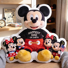 Load image into Gallery viewer, Happiest Dad on Earth - Personalized Mickey Mouse Pillow for Father's Day Gifts Pillow PopCulturePrints
